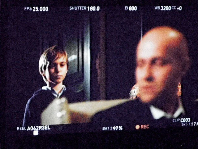 J&uuml;rgen Vogel with his film-son Louie Betton. 